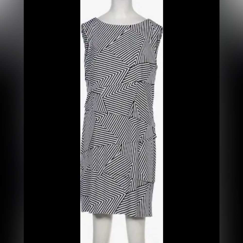 Tahari Black & White Matte Jersey with Ruffle Layering.